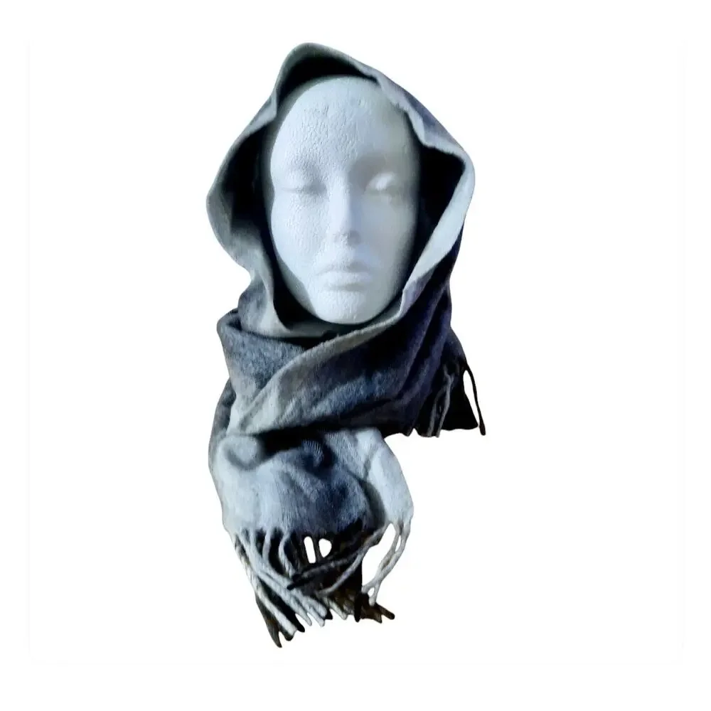 Nordstrom Mens Gray Ombre 100% Cashmere Fringed Scarf